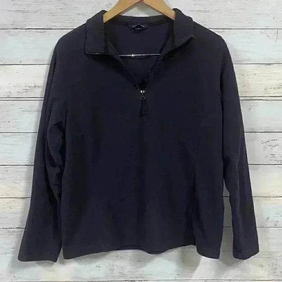 Lands’End Soft Navy Blue 1/4 Zip Up Pullover Sweater - Picture 1 of 5